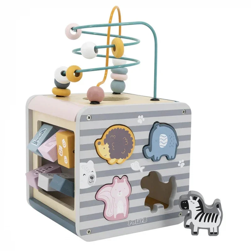 Viga PolarB Activity Box Drewniane Edukacyjne Centrum Gier 5w1 kostka - zabawki-dla-dziewczynki