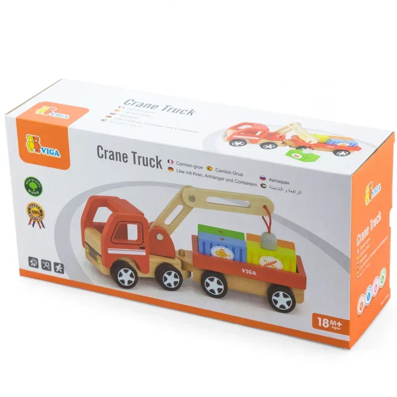 Viga Toys dźwig drewniany zestaw z kontenerami - zabawki-dla-dziewczynki