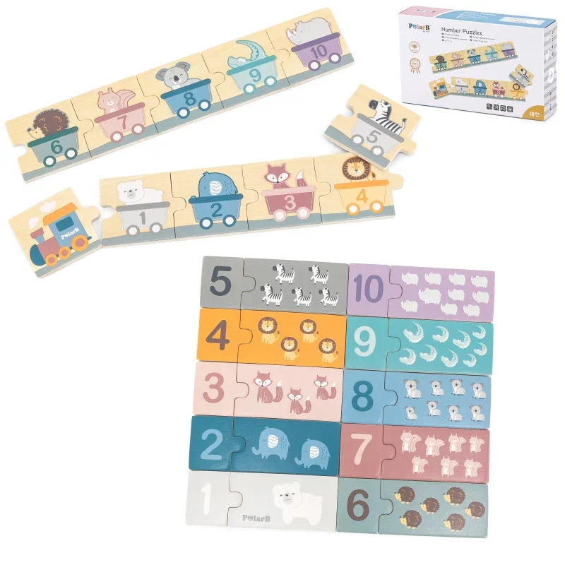 VIGA PolarB Drewniane Puzzle Numeryczne Cyferki Montessori - zabawki-dla-dziewczynki