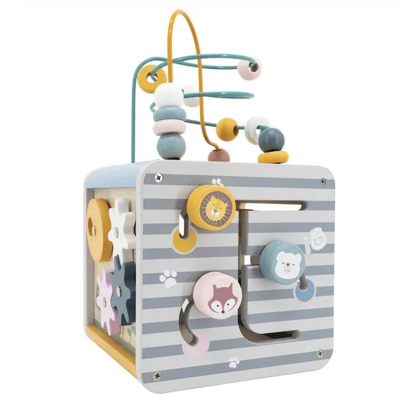 Viga PolarB Activity Box Drewniane Edukacyjne Centrum Gier 5w1 kostka - zabawki-dla-dziewczynki