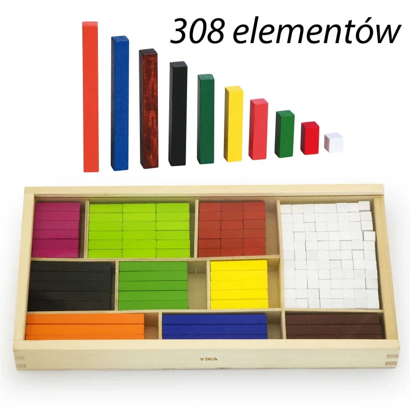 VIGA Drewniane Patyczki Edukacyjne Matematyczne Klocki Cuisenaire'a - zabawki-dla-dziewczynki