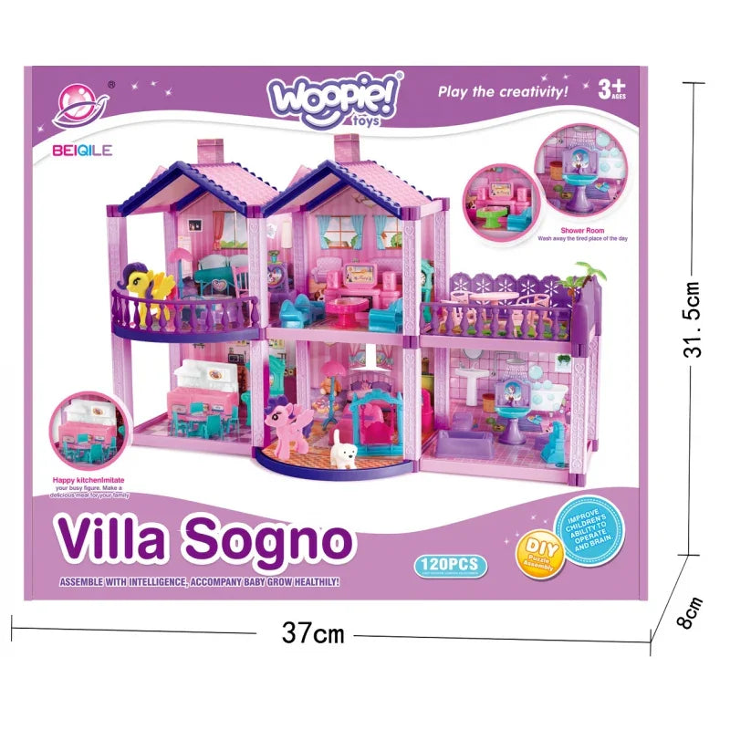 WOOPIE Domek dla Lalek Kucyków PONY FANTASY VILLA 120 el. - zabawki-dla-dziewczynki