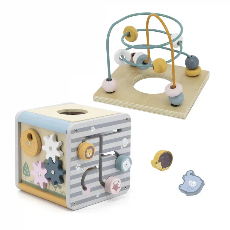 Viga PolarB Activity Box Drewniane Edukacyjne Centrum Gier 5w1 kostka - zabawki-dla-dziewczynki