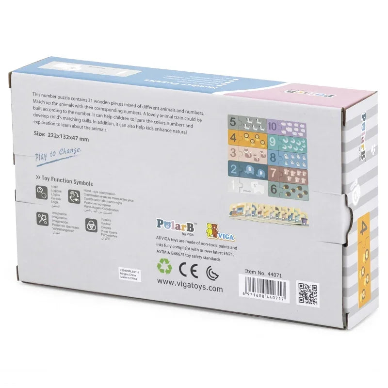 VIGA PolarB Drewniane Puzzle Numeryczne Cyferki Montessori - zabawki-dla-dziewczynki