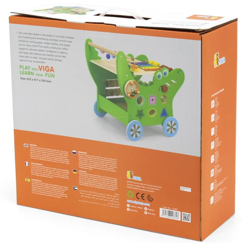 VIGA Drewniany Pchacz Edukacyjny Krokodylek 12w1 - zabawki-dla-dziewczynki