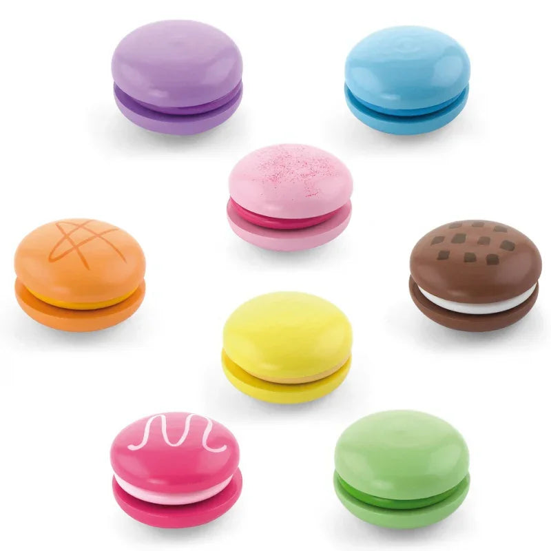Drewniany Ciastka Zestaw kolorowych makaroników Viga Toys 8 sztuk - zabawki-dla-dziewczynki