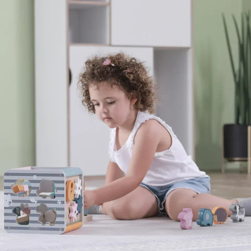 Viga PolarB Activity Box Drewniane Edukacyjne Centrum Gier 5w1 kostka - zabawki-dla-dziewczynki