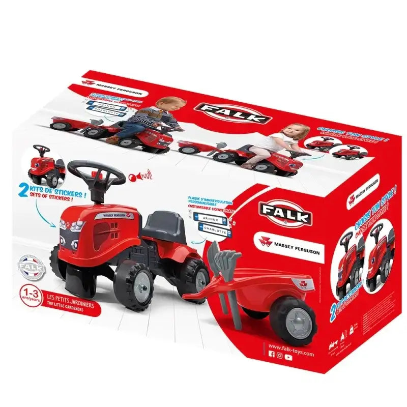 FALK Traktorek Baby Massey Ferguson czerwony z akcesoriami inspiruje kreatywność - zabawki-dla-dziewczynki
