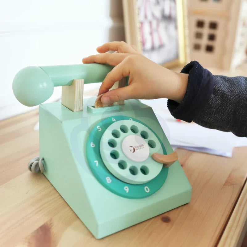 CLASSIC WORLD Klasyczny Drewniany Telefon dla Dzieci 4 el. - zabawki-dla-dziewczynki