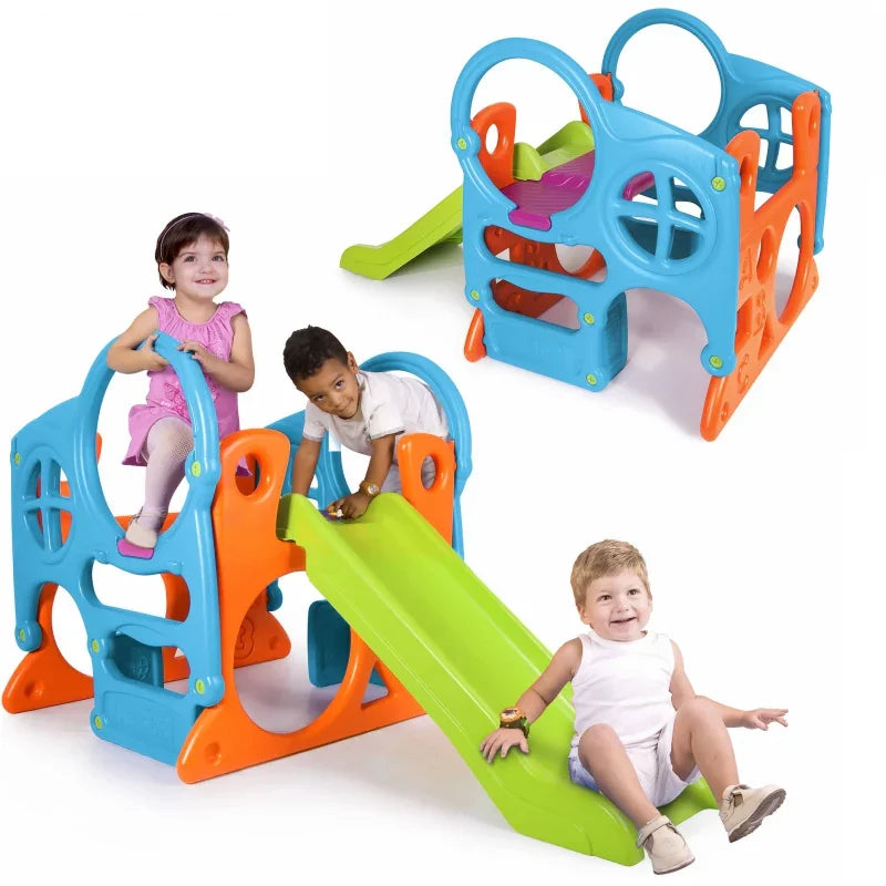 FEBER Duży Plac Zabaw Activity Center Zjeżdżalnia 100 cm Ścianka Wspinaczkowa Kształty - zabawki-dla-dziewczynki