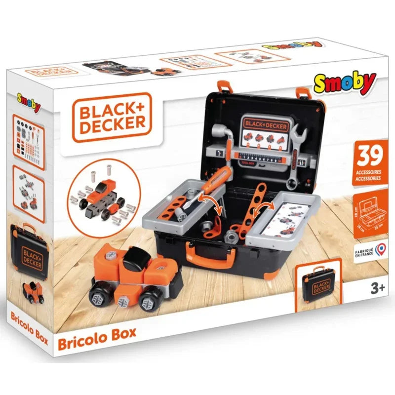 Smoby Black & Decker Walizka z Narzędziami + Samochód w Częściach - zabawki-dla-dziewczynki