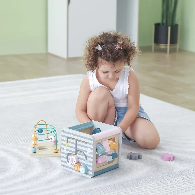 Viga PolarB Activity Box Drewniane Edukacyjne Centrum Gier 5w1 kostka - zabawki-dla-dziewczynki