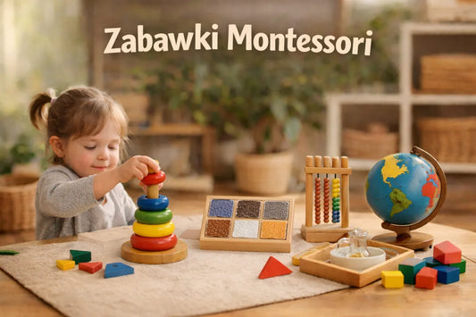 Dziecko bawi się zabawkami Montessori w jasnym, przytulnym pokoju