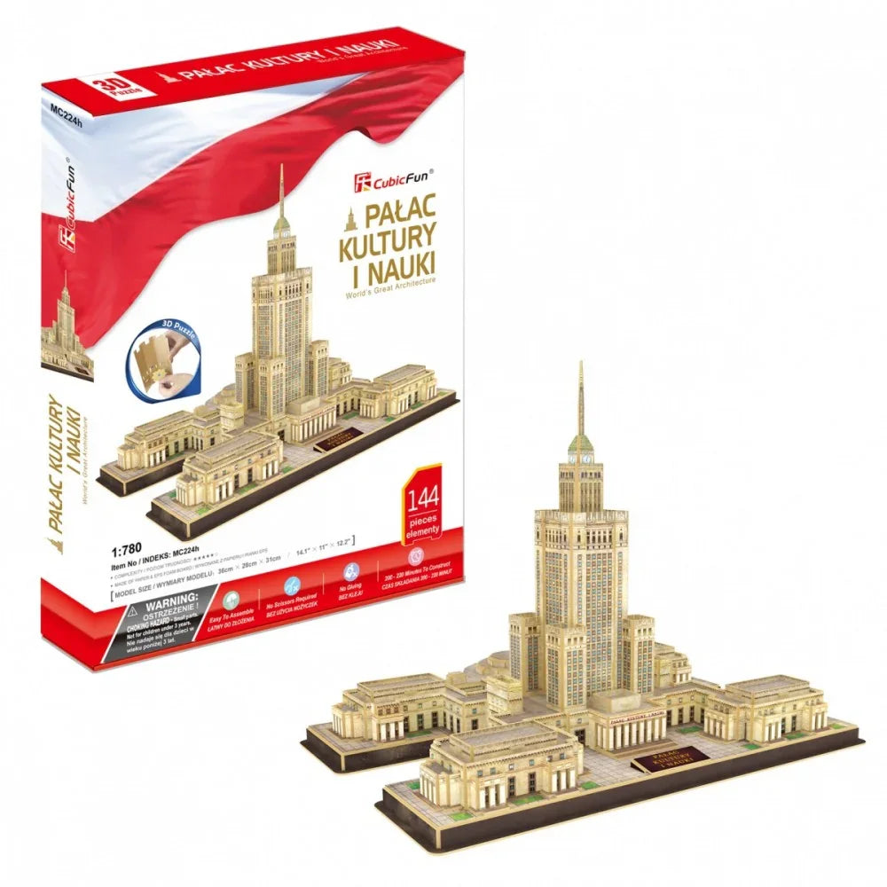 Puzzle 3D Palac Kultury i Nauki, 144 elementy - zabawki-dla-dziewczynki