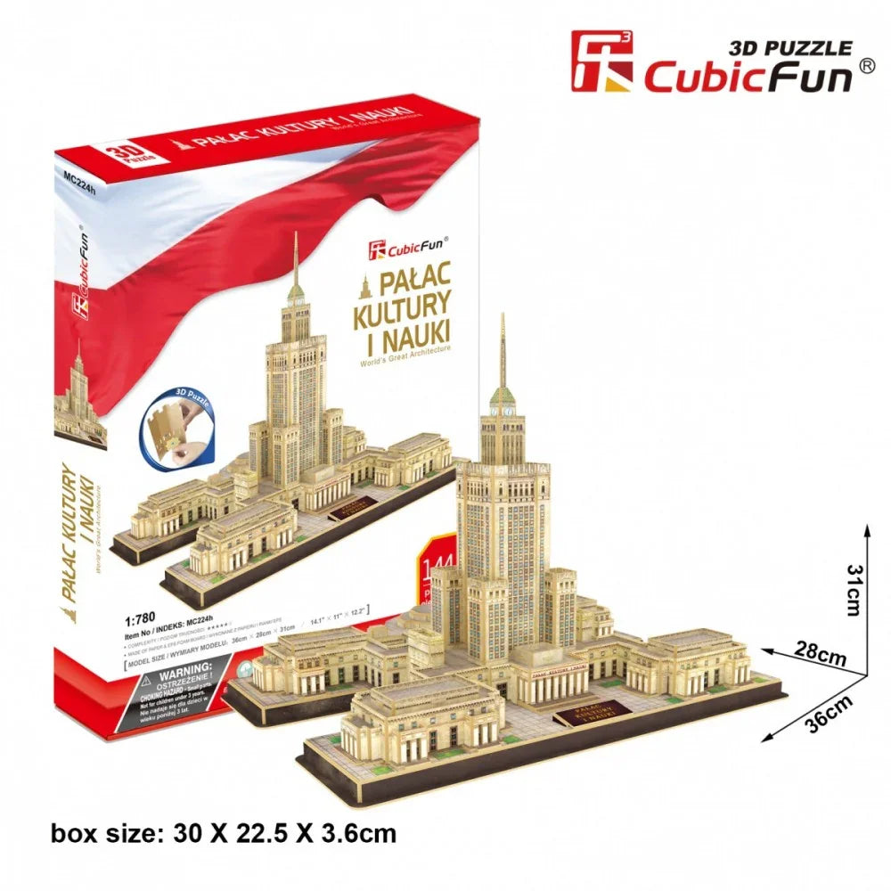 Puzzle 3D Palac Kultury i Nauki, 144 elementy - zabawki-dla-dziewczynki