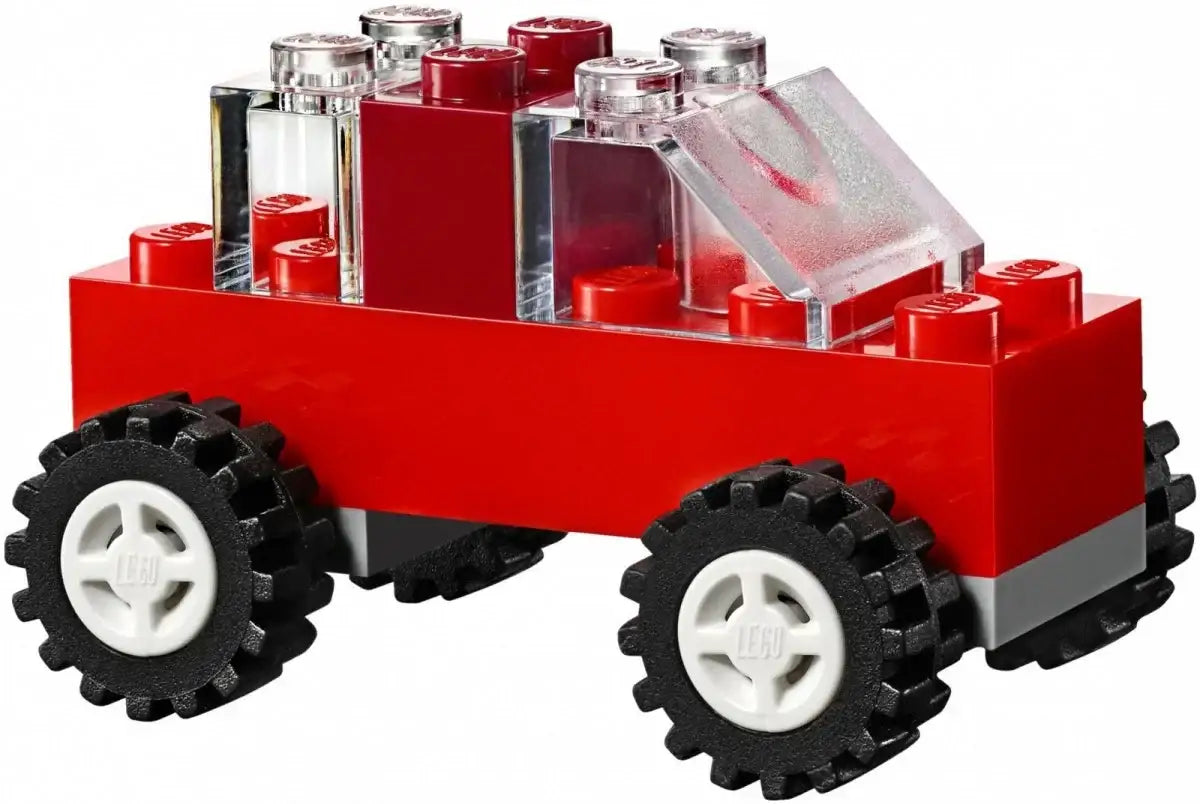 Czerwony samochód z klocków LEGO, zabawka edukacyjna dla dziewczynki