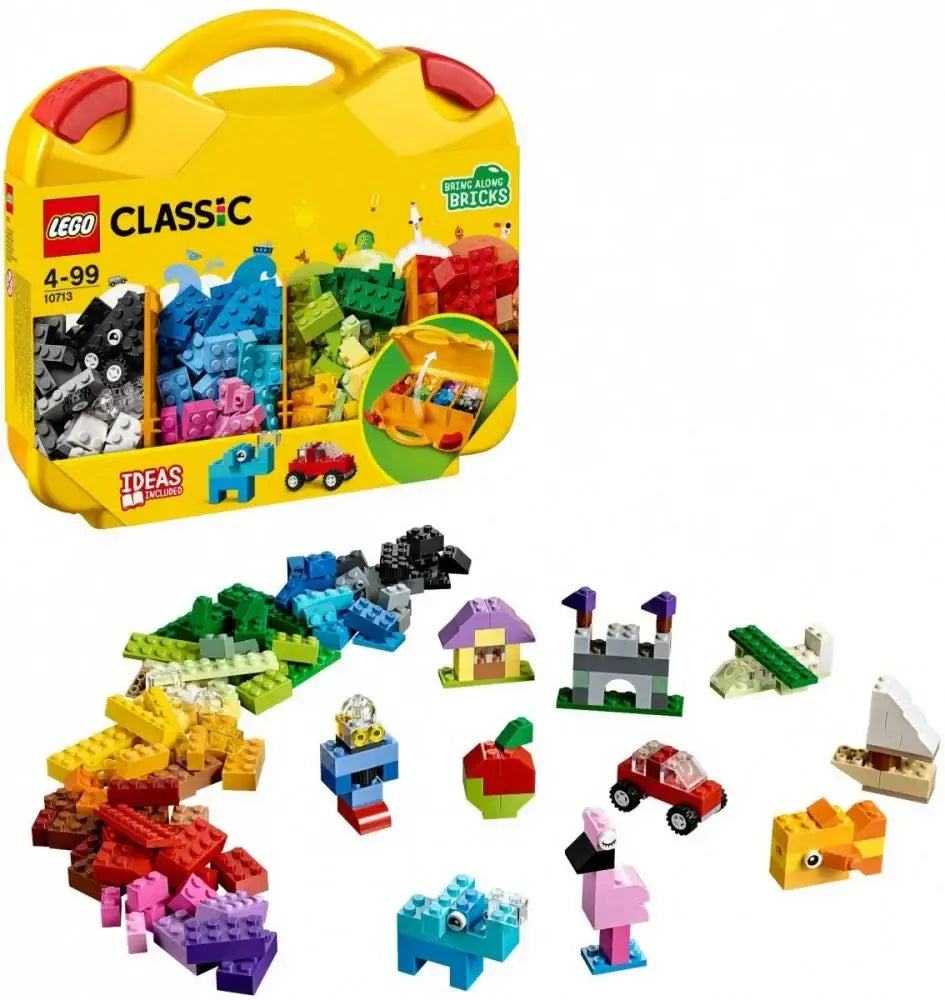 Zestaw klocków LEGO Classic w żółtej walizce, kreatywne zabawki dla dzieci, różnokolorowe elementy