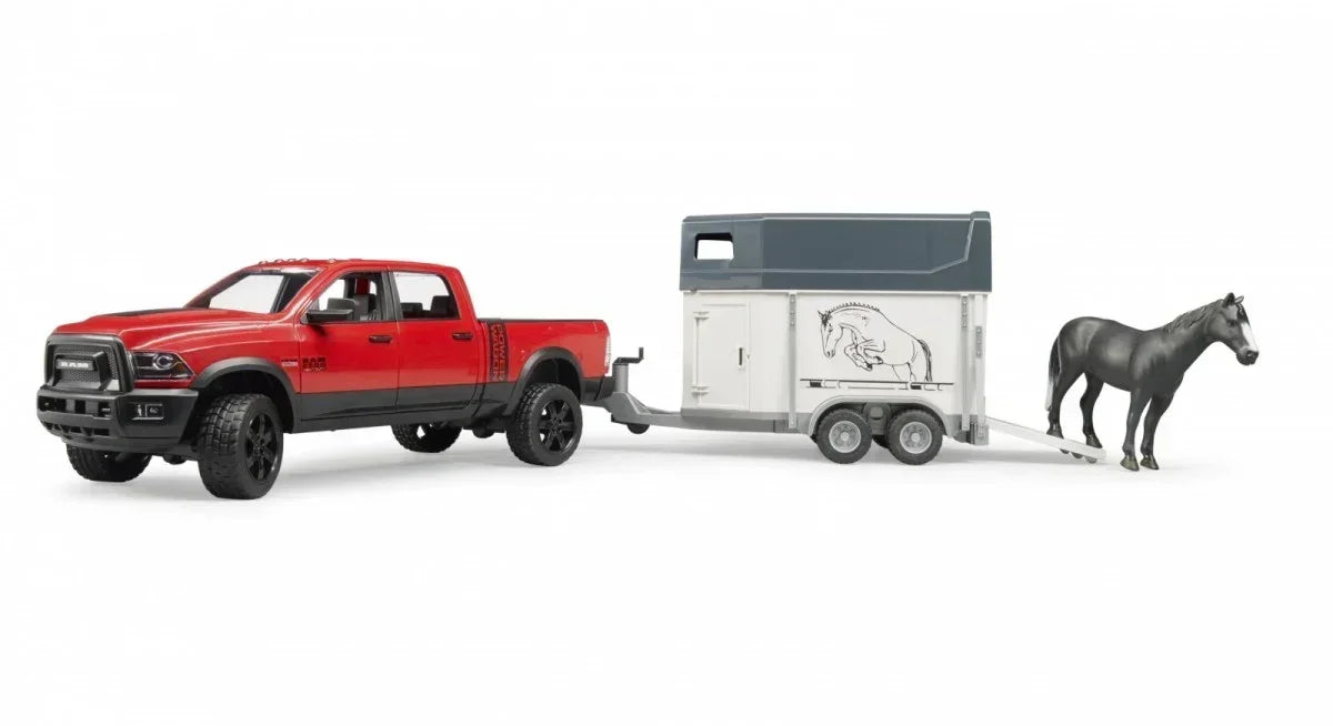 BRUDER Auto RAM 2500 Power Wagon z przyczepą do przewozu koni - zabawki-dla-dziewczynki