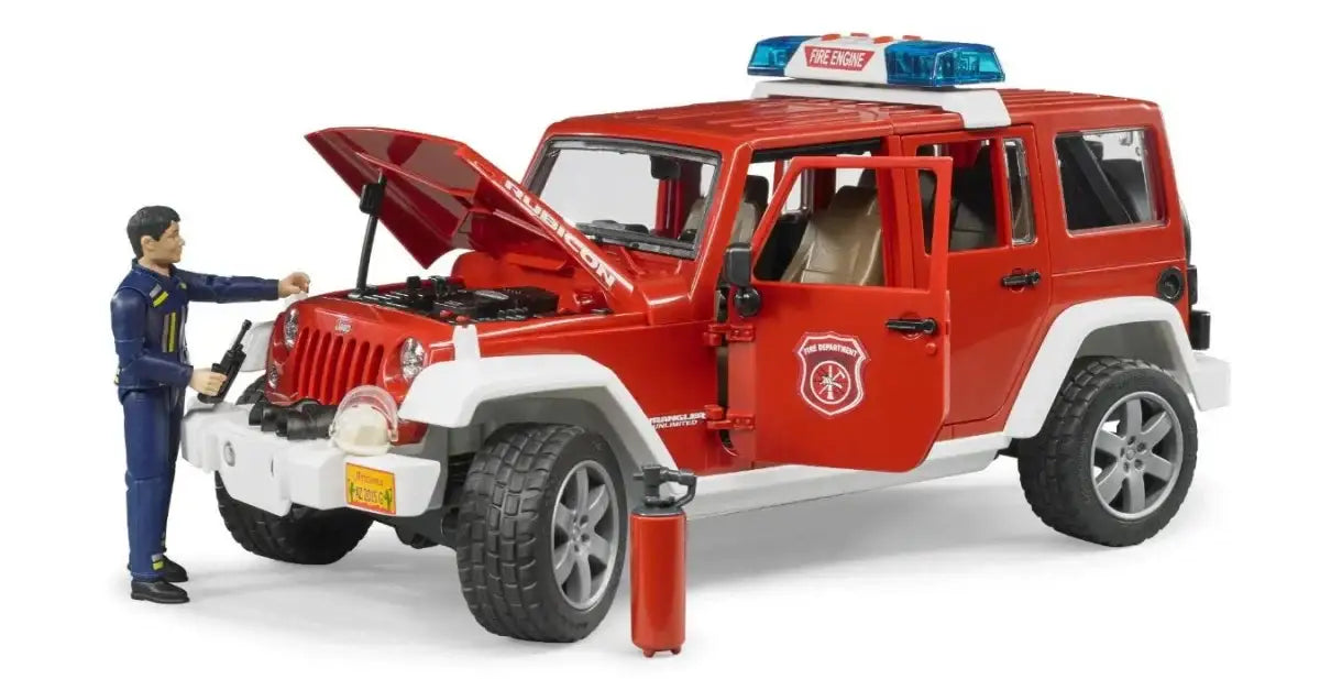 zabawka strażacki jeep z figurką strażaka, otwartą maską i drzwiami, zabawki dla dzieci  - zabawki-dla-dziewczynki