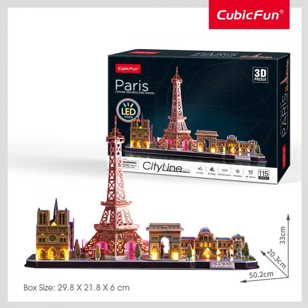 Puzzle 3D LED City Line Paryż - zabawki-dla-dziewczynki