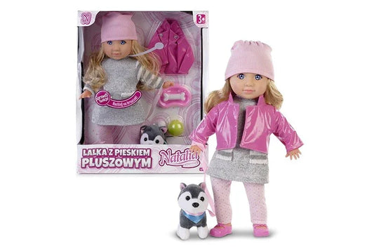 Lalka Natalia z pieskiem pluszowym 35 cm - zabawki-dla-dziewczynki