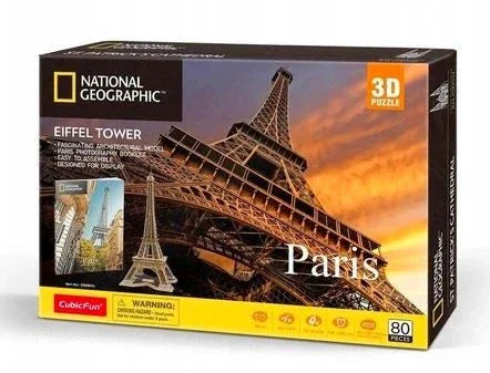 Puzzle 3D National Geographic Paryż Wieża Eiffla 80 elementów - zabawki-dla-dziewczynki