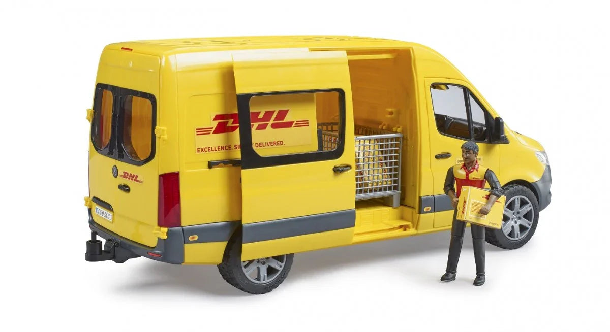 BRUDER Bus MB Sprinter DHL z figurką kuriera - zabawki-dla-dziewczynki