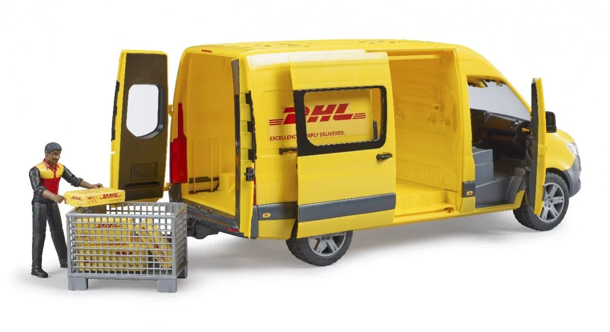Mercedes Sprinter DHL zabawka BRUDER z dodatkami - zabawki-dla-dziewczynki