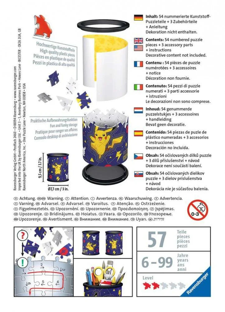 Puzzle 57 elementów 3D Przybornik Pikachu - zabawki-dla-dziewczynki