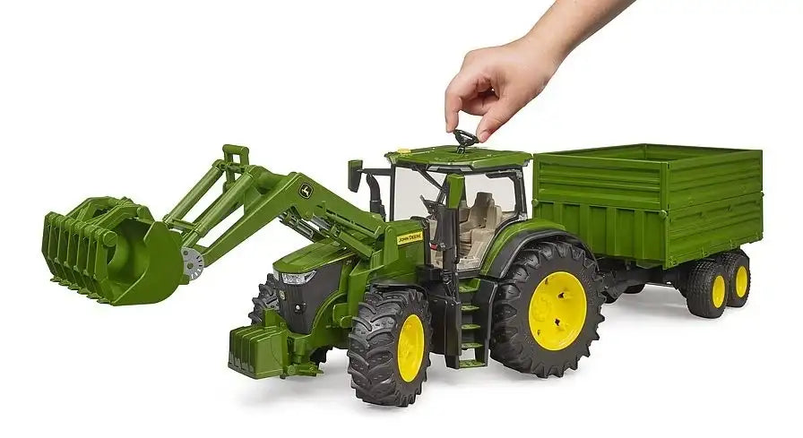 Traktor John Deere 7R 350 z ładowaczem i przyczepą - zabawki-dla-dziewczynki