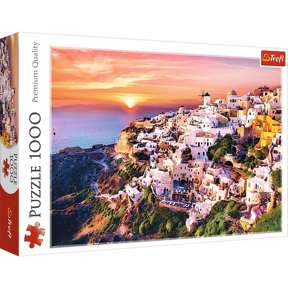 Puzzle 1000 elementów Zachód słońca nad Santorini - zabawki-dla-dziewczynki