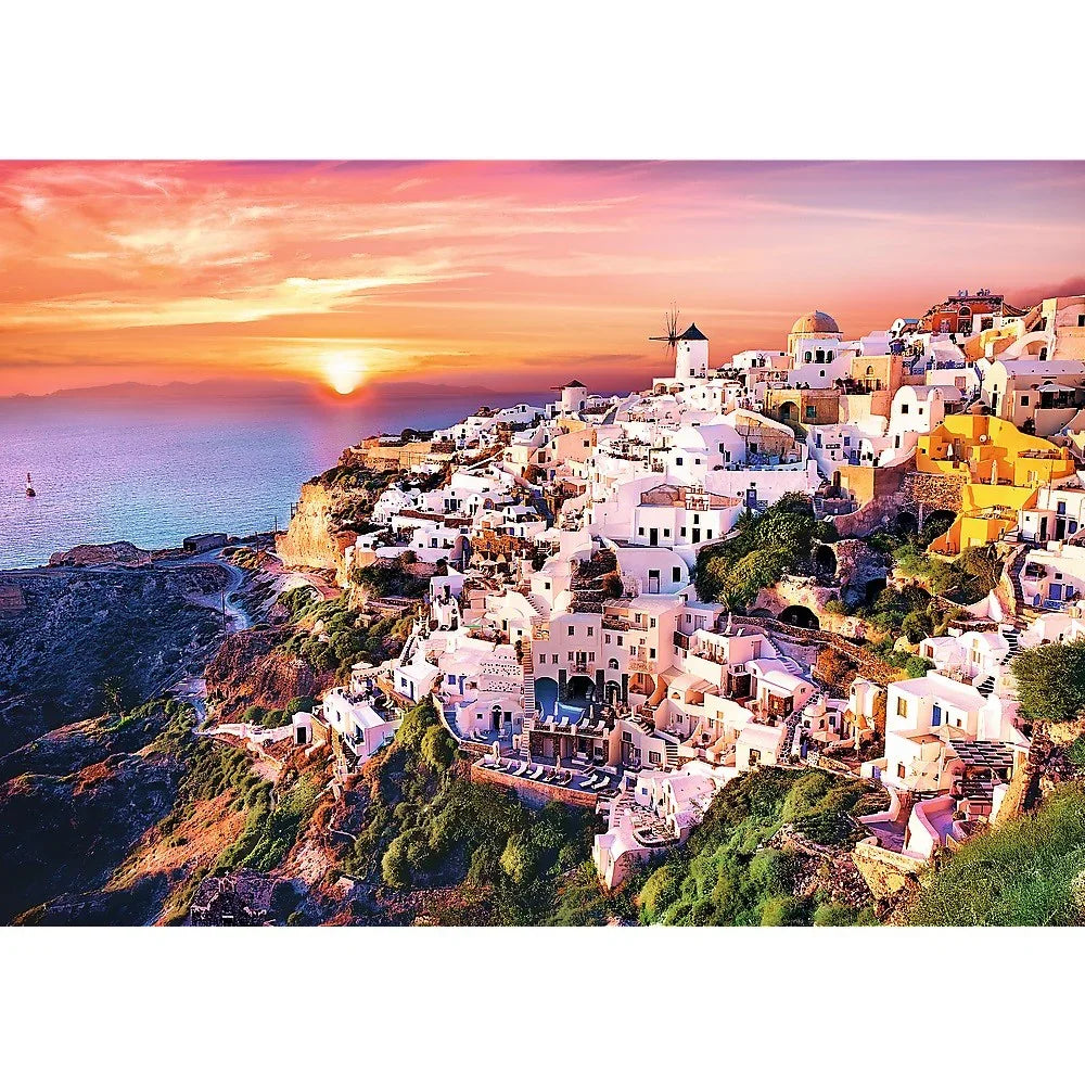 Puzzle 1000 elementów Zachód słońca nad Santorini - zabawki-dla-dziewczynki