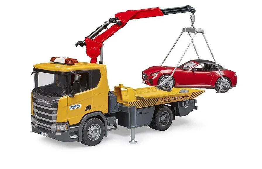 BRUDER Pojazdy Scania Super 560R Laweta pomocy drogowej i Roadster - zabawki-dla-dziewczynki