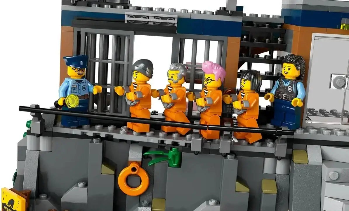 klocki LEGO komisariat, figurki policjantów i więźniów, zabawka kreatywna dla dzieci