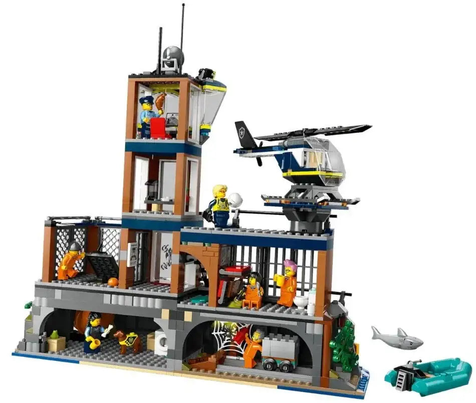 Zestaw klocków LEGO więzienie z helikopterem, policjantami i więźniami, kreatywna zabawka dla dzieci