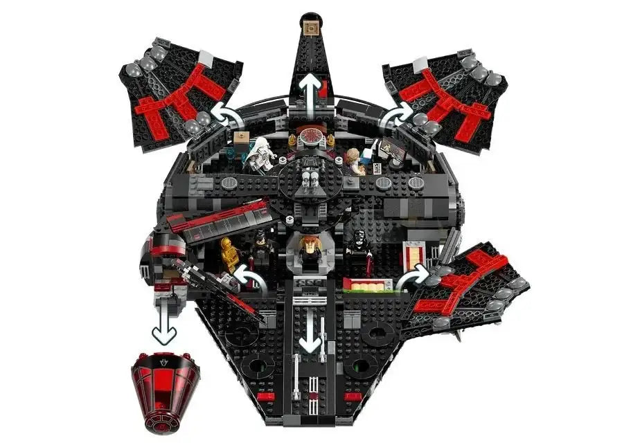 Klocki LEGO statek kosmiczny dla dzieci, czarne i czerwone, z figurkami, kreatywna zabawka - zabawki-dla-dziewczynki