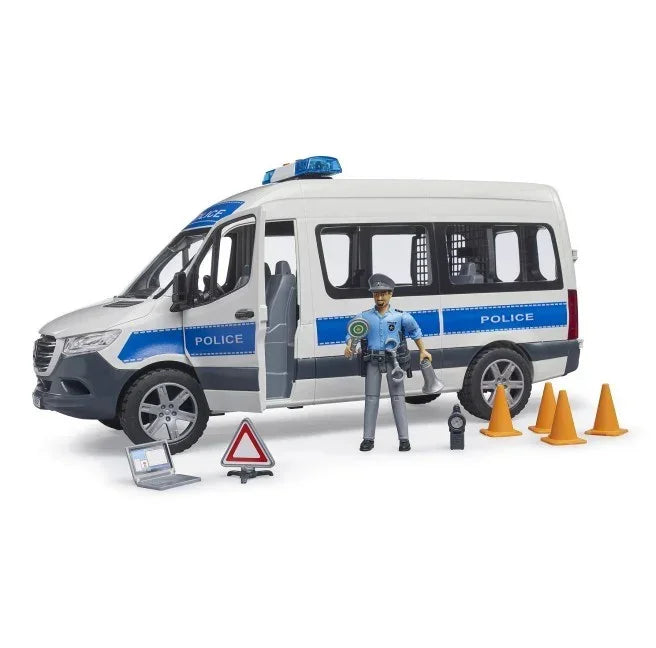 Zabawka policyjny bus z figurką policjanta, pachołkami i akcesoriami dla dzieci - zabawki-dla-dziewczynki