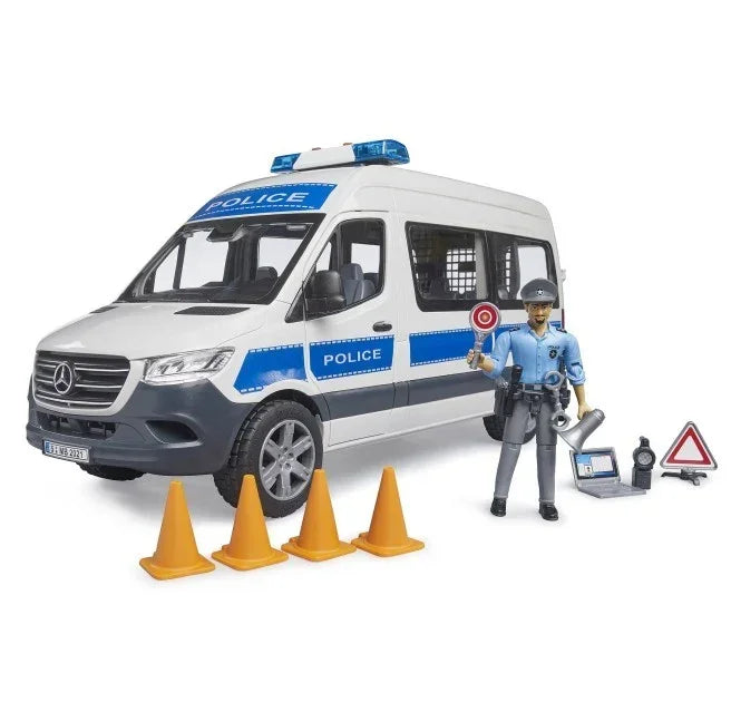 Zestaw Mercedes-Benz Sprinter policyjny z figurką i modułem światło/dźwięk - zabawki-dla-dziewczynki