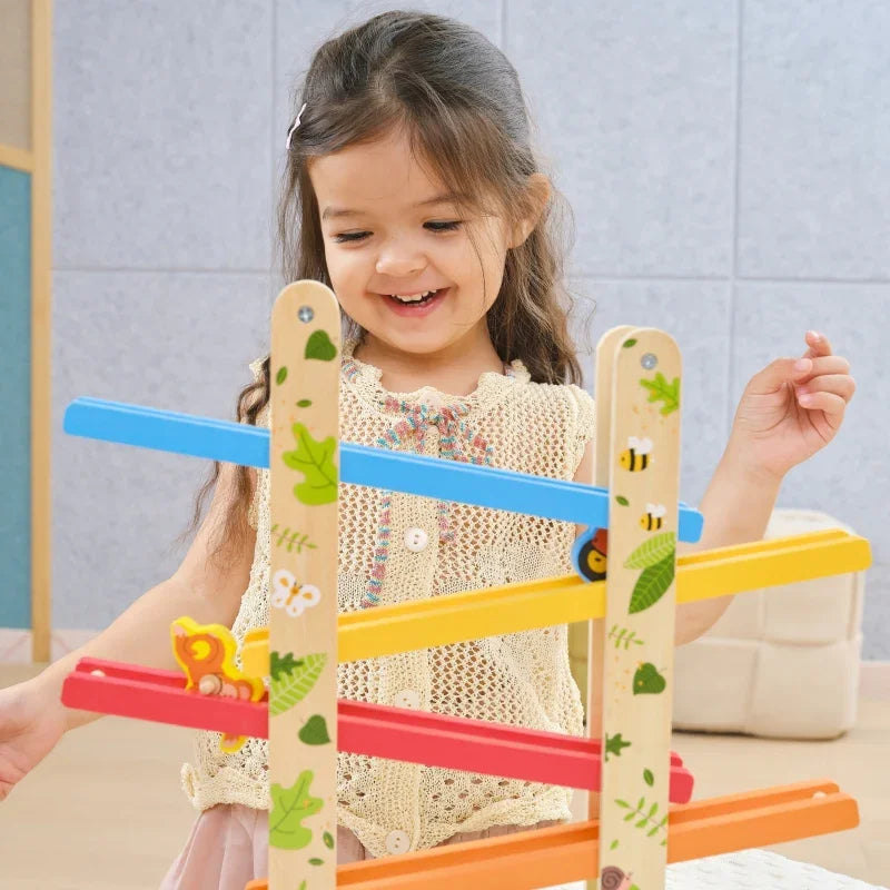 VIGA Drewniana Zjeżdżalnia dla Zwierzątek Dżungla 7 el. - zabawki-dla-dziewczynki