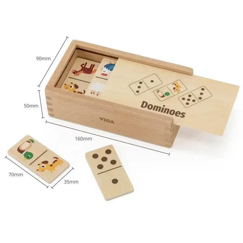VIGA drewniane domino Montessori zwierzęta i liczby 2w1 - zabawki-dla-dziewczynki