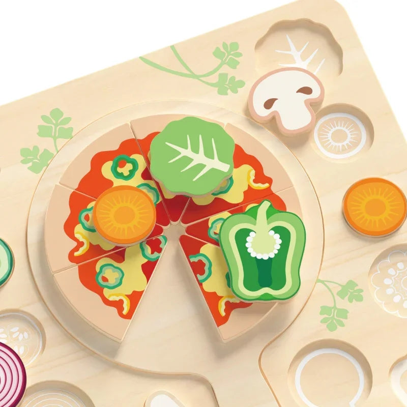 CLASSIC WORLD Drewniana Pizza do Krojenia Układanka Warzywa 22 el. - zabawki-dla-dziewczynki