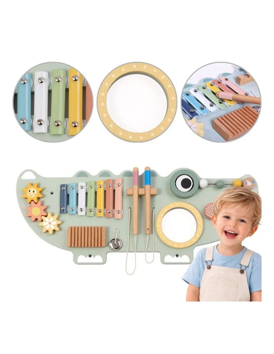 TOOKY TOY drewniana tablica manipulacyjna Krokodyl 3 el. dla dzieci