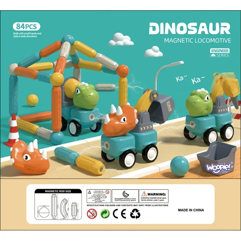 Zabawka STEM klocki magnetyczne dinozaury budowanie modeli - zabawki-dla-dziewczynki