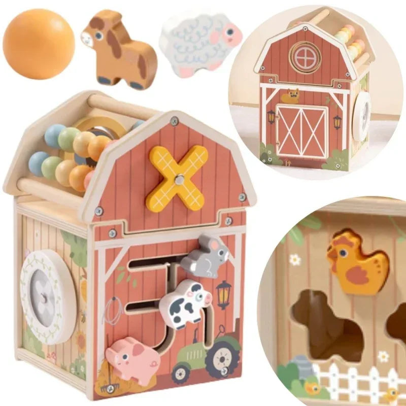 TOOKY TOY drewniana stodoła aktywności sorter Montessori - zabawki-dla-dziewczynki