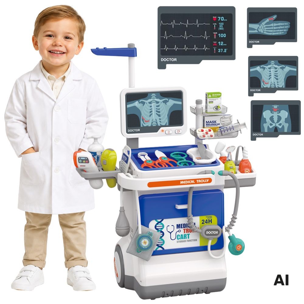 1-WOOPIE Interaktywny Wózek Małego Doktora Zestaw Lekarski Rentgen 115cm-1