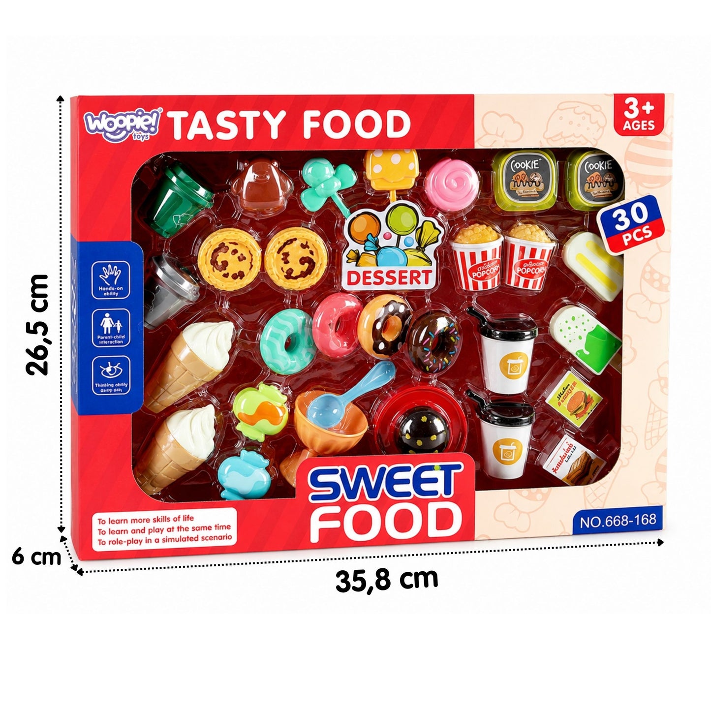 6-WOOPIE Zestaw Słodyczy Desery Lody do Zabawy w Kawiarnię Sklep 30el-6