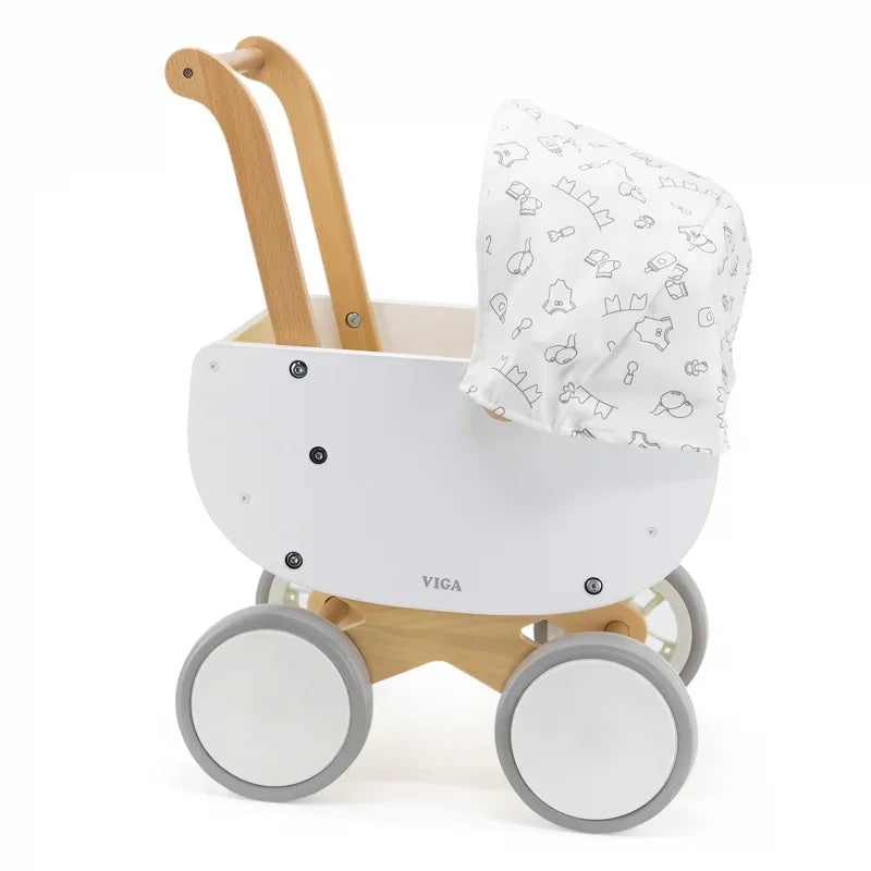 VIGA Drewniany Wózek dla Lalek z Gondolą - zabawki-dla-dziewczynki