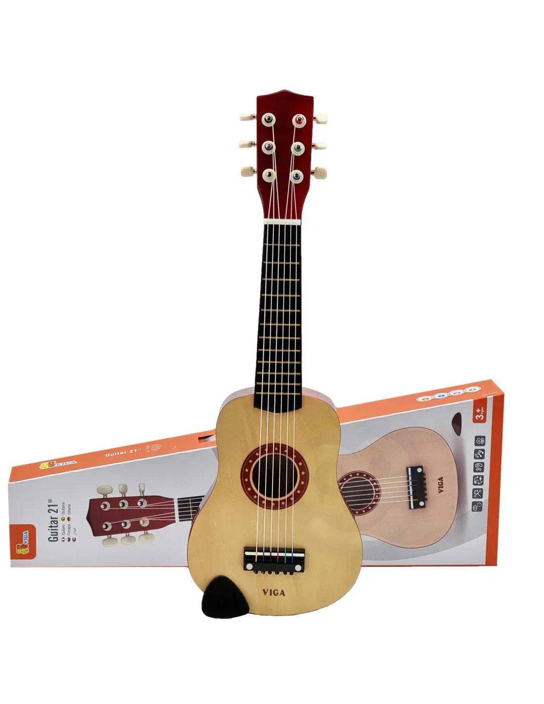 Viga drewniana gitara dla dzieci 21 cali naturalna  - zabawki-dla-dziewczynki