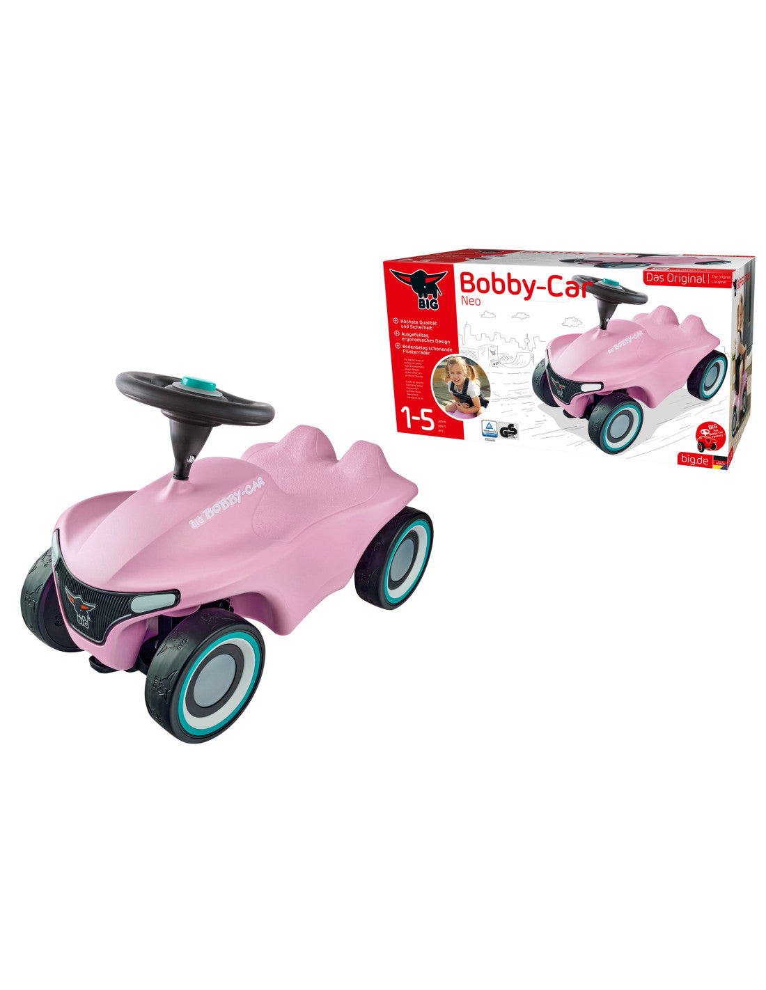 7-BIG Różowy Jeżdzik Pchacz Bobby Car Neo Pink Dla Dzieci-7