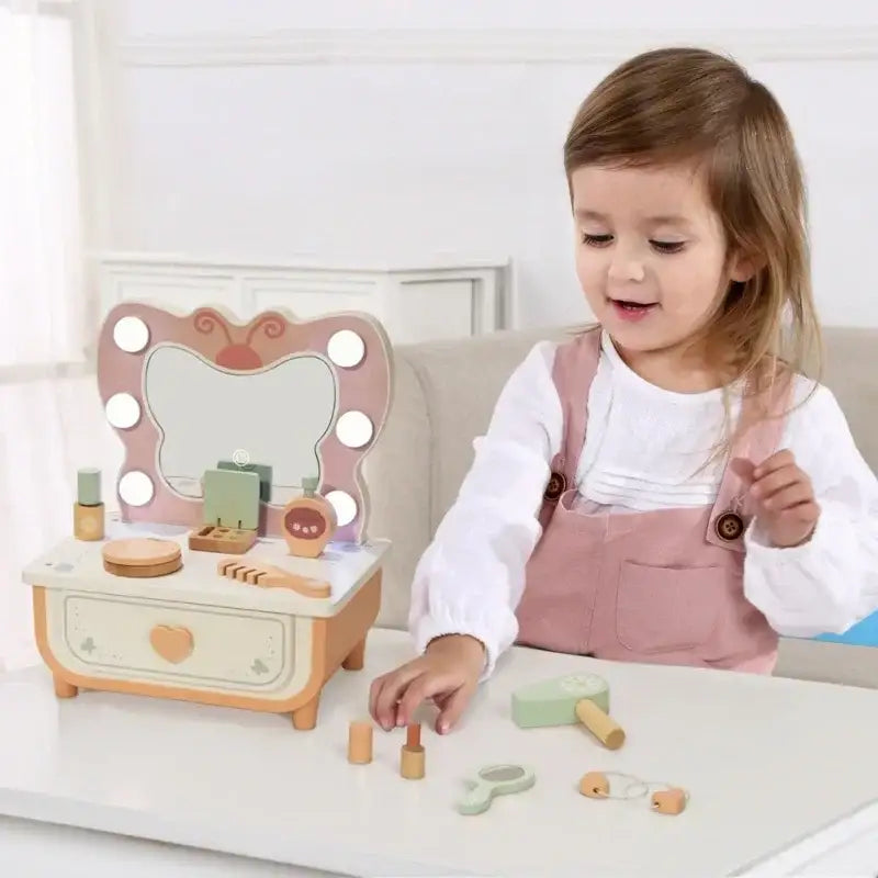 TOOKY TOY toaletka dla dzieci motyl lustro LED zestaw kosmetyków - zabawki-dla-dziewczynki